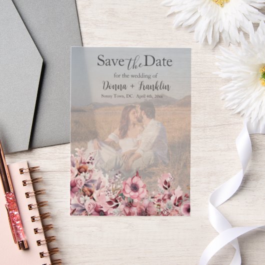 Moderne Rose Save the Date Pergament Einladungen (Hochzeit)