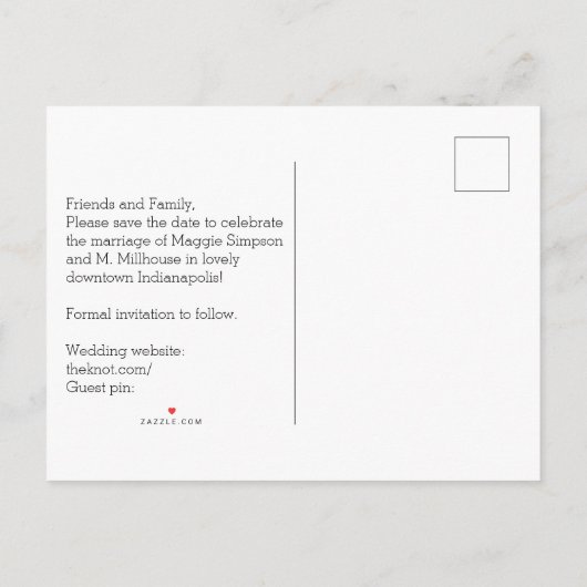 Moderne Rose Save the Date Postkarte (Rückseite)