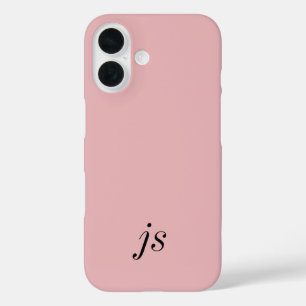Moderne Rosé Schwarz Monogramm Name iPhone 16 Hülle