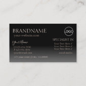 Moderne Rose - Schwarze Spiegelbriefe mit Logo Visitenkarte (Rückseite)