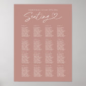 Moderne Rose Script Hochzeitskizze Poster (Vorne)