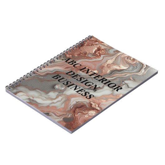 Moderne Rose Silbermarmor Textur Typografie Notizblock (Linke Seite)