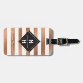 Moderne Rose - Streifen aus Gold Gepäckanhänger (Vorderseite horizontal)