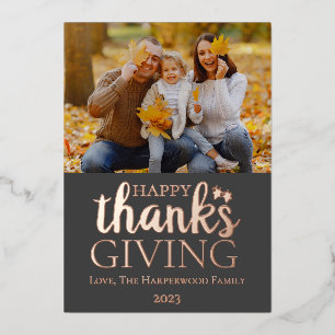 Moderne Rose Thanksgiving-Familienfoto Folien Feiertagskarte