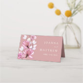 Moderne Rose Transparente Blumenhochzeit Platzkarte (Rückseite)