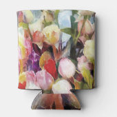 Moderne Rose Tulips Bouquet: Abstrakte Ölmalerei Dosenkühler (Rückseite)