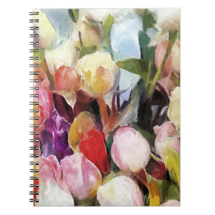 Moderne Rose Tulips Bouquet: Abstrakte Ölmalerei Notizblock