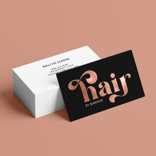 Moderne Rose Typografie Hair Salon Business Card Visitenkarte