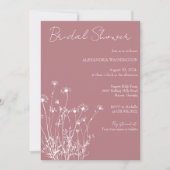 Moderne Rose und Brautparty mit weißer Wildblume Einladung (Vorderseite)