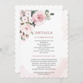Moderne Rose und graue Hochzeitdetails Einladung (Vorne/Hinten)
