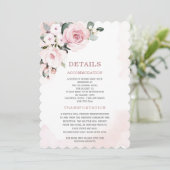 Moderne Rose und graue Hochzeitdetails Einladung (Stehend Vorderseite)
