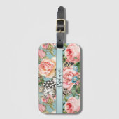 Moderne Rose und Uhrenmuster blau Gepäckanhänger (Vorderseite Vertikal)