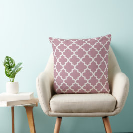 Moderne Rose und weißes Quatrefolienmuster Kissen
