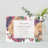 Moderne Rose Vintage White Wedding Einladung (Stehend Vorderseite)