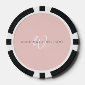 Moderne Rosé Weiß Schrift Monogramm Pokerchips (Vorderseite)