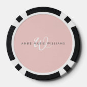 Moderne Rosé Weiß Schrift Monogramm Pokerchips (Rückseite)