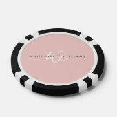 Moderne Rosé Weiß Schrift Monogramm Pokerchips (Einzeln)
