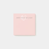 Moderne Rosé Weiß Schrift Monogramm Post-it Klebezettel (Vorderseite)
