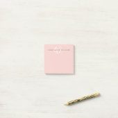 Moderne Rosé Weiß Schrift Monogramm Post-it Klebezettel (Auf Schreibtisch)