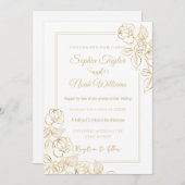 Moderne Rose Weiß und Gold Minimal Einladung (Vorne/Hinten)