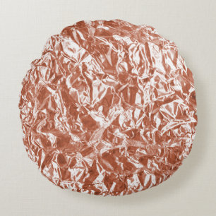 Moderne Roségold abstrakt metallische Textur Rundes Kissen