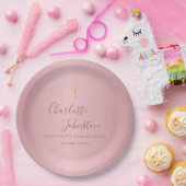 Moderne Roségold-First Holy Communion Pappteller (Party)