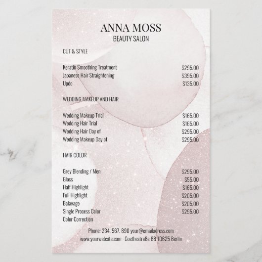 Moderne Rosegold Glitter Flyer (Vorne)