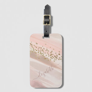 Moderne Roségold Glitter Schrift Name  Gepäckanhänger