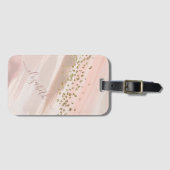 Moderne Roségold Glitter Schrift Name Gepäckanhänger (Vorderseite (Horizontal))