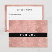 Moderne Rosegold Glitzer Geschenkgutscheine (Vorne/Hinten)