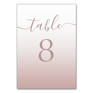 Moderne Roségold-Gradient-Hochzeit Tischnummer