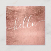 Moderne Roségold-Hello-Script-Quadratische-Make-up Quadratische Visitenkarte (Vorderseite)