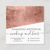 Moderne Roségold-Hello-Script-Quadratische-Make-up Quadratische Visitenkarte (Rückseite)