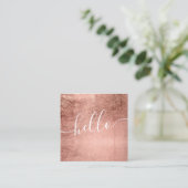 Moderne Roségold-Hello-Script-Quadratische-Make-up Quadratische Visitenkarte (Stehend Vorderseite)