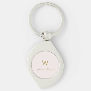 Moderne Roségold-Minimalist-Monogramm Schlüsselanhänger