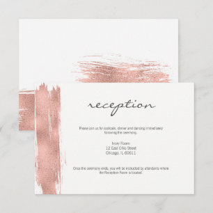 Moderne Roségold-Pinsel-Hochzeitsempfangskarte Einladung