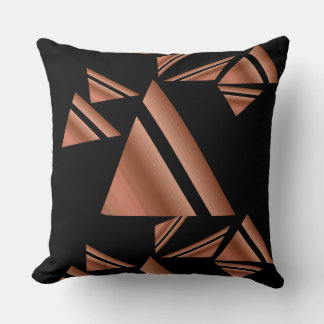Moderne Roségold-Schwarze Geometrische Dreiecke Kissen