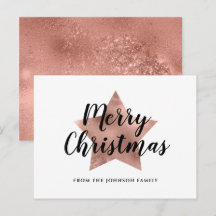 Moderne Roségold-Stern Frohe Weihnachten 