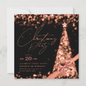 MODERNE Roségold-Winter-Weihnachtsbaum-Schleife Pa Einladung (Vorderseite)