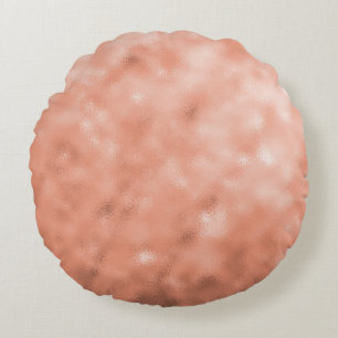 Moderne Roségoldene Abstrakte Metallische Textur Rundes Kissen