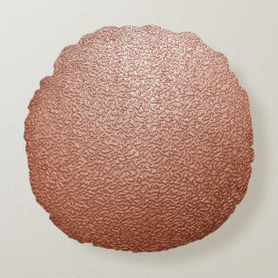 Moderne Roségoldene Abstrakte Metallische Textur Rundes Kissen