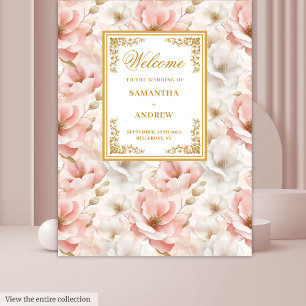 Moderne roségoldene Elfenbein-Hochzeitsbanner Wandteppich
