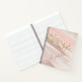Moderne roségoldene Glitter Schrift Name Notizblock (Innenseite)