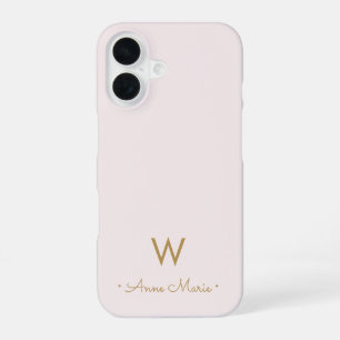 Moderne roségoldene Schriftmonogramm iPhone 16 Hülle