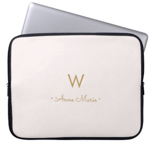 Moderne roségoldene Schriftmonogramm Laptopschutzhülle