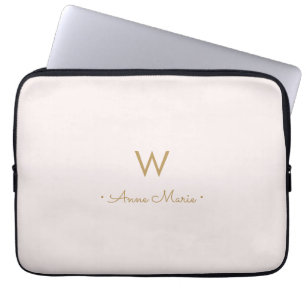 Moderne roségoldene Schriftmonogramm Laptopschutzhülle