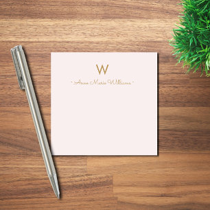 Moderne roségoldene Schriftmonogramm Post-it Klebezettel