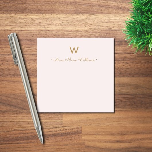 Moderne roségoldene Schriftmonogramm Post-it Klebezettel