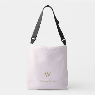 Moderne roségoldene Schriftmonogramm Tragetaschen Mit Langen Trägern