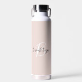 Moderne roségraye Schriftzug-Monogramm-Name Trinkflasche (Vorne)